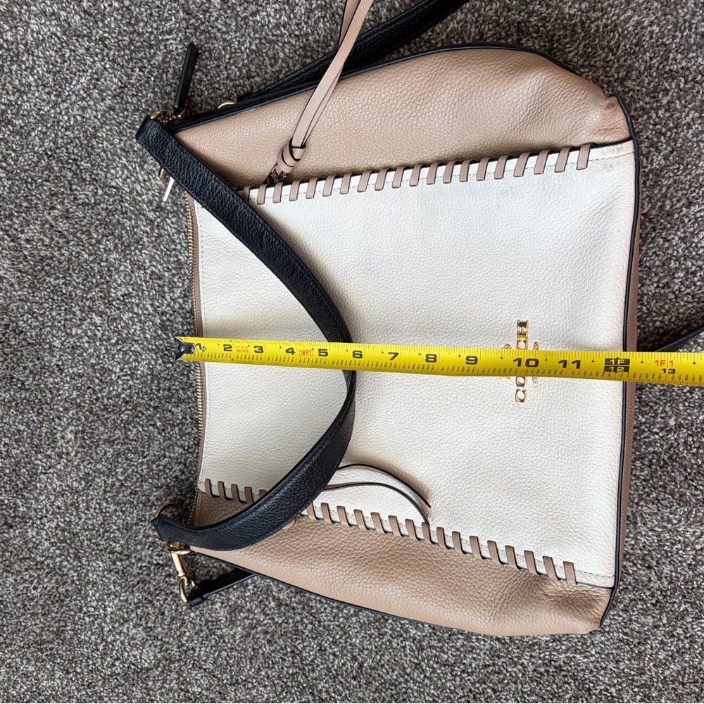 Coach Two-Tone Marlon Whipstitch Leather Shoulder Bag - Picture 5 of 6